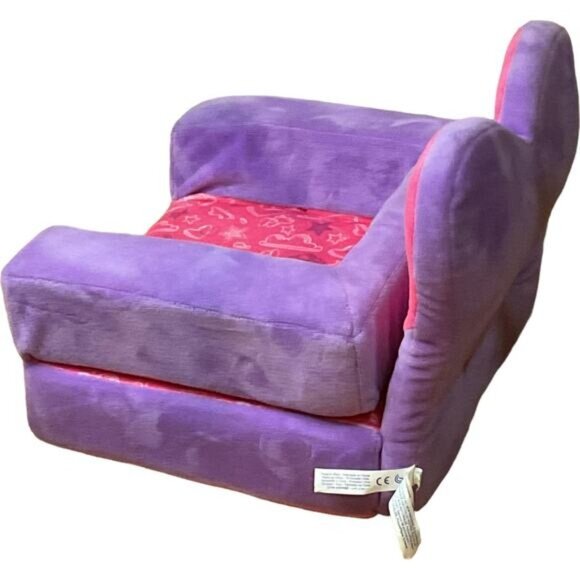 BAB Build A Bear Pink Purple Love Heart Arm Chair Fold Down Bed - Picture 9 of 10